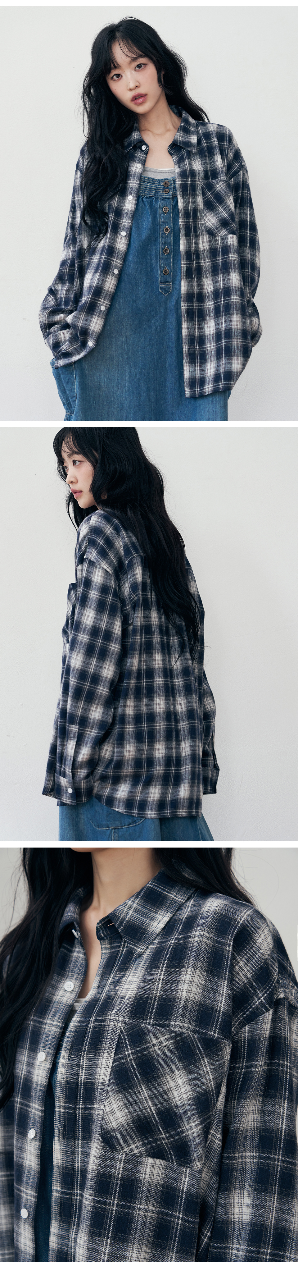 MUSINSA | OURDAYZ Glen plaid check shirt [NAVY]
