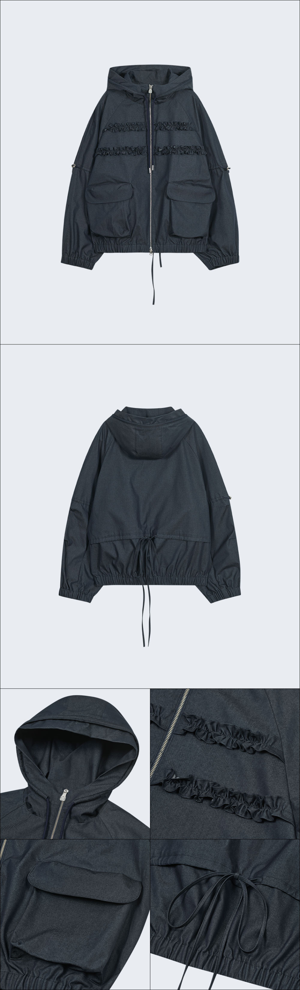 TYPESERVICE ♥ Ruffled Hoodie Jumper /追跡付 TYPESERVICE ♥ Ruffled Raglan Zip Hoodie /追跡付