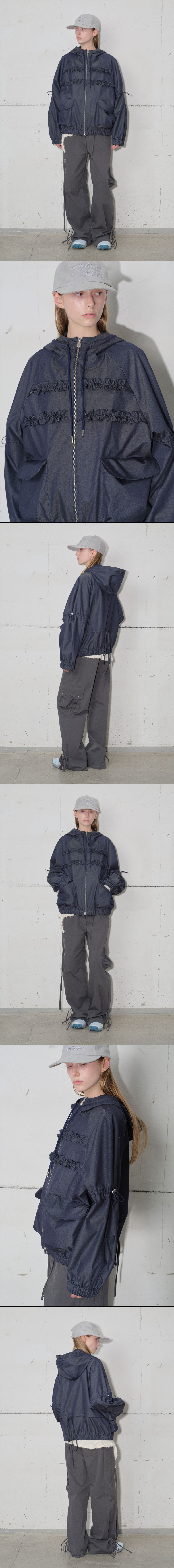 타입서비스(TYPESERVICE) Ruffled Hoodie Jumper [Blue