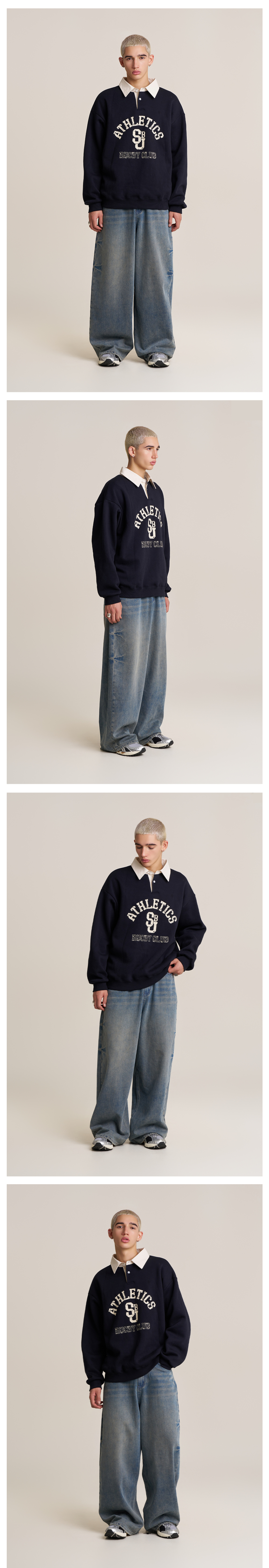 MUSINSA | SUPERSUB Rugby Club Collar Sweatshirt - Burgundy