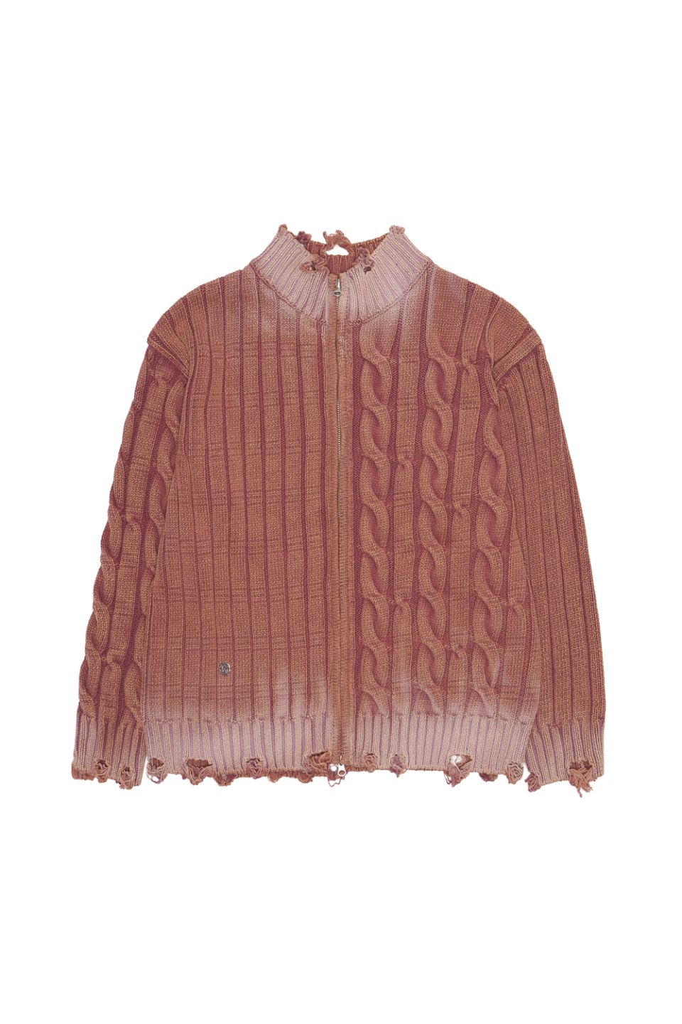 ●RSSC● DAMAGE WASHING MIX KNIT ZIP UP (2色) unisex MUSINSA | RSSC DAMAGE WASHING MIX KNIT ZIP UP - BROWN