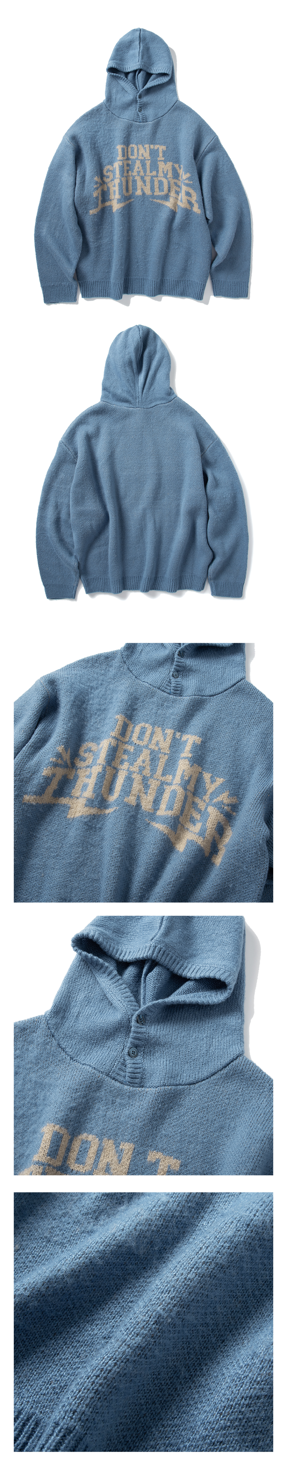 MUSINSA | SUPERSUB THUNDER BRUSHED KNIT HOODIE - BLUE