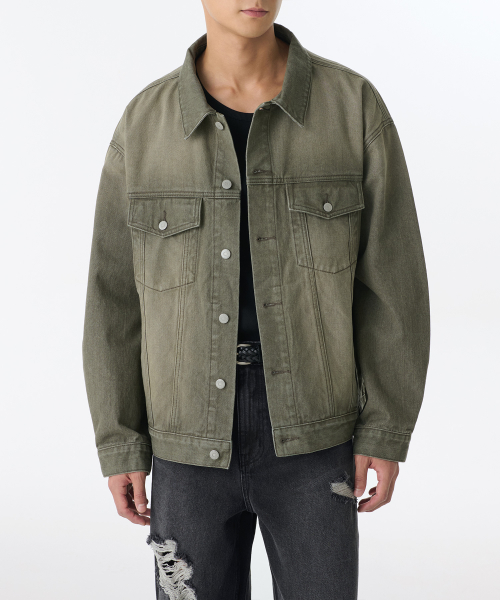 Джинсовая куртка оверсайз пигментного окрашивания [Khaki]