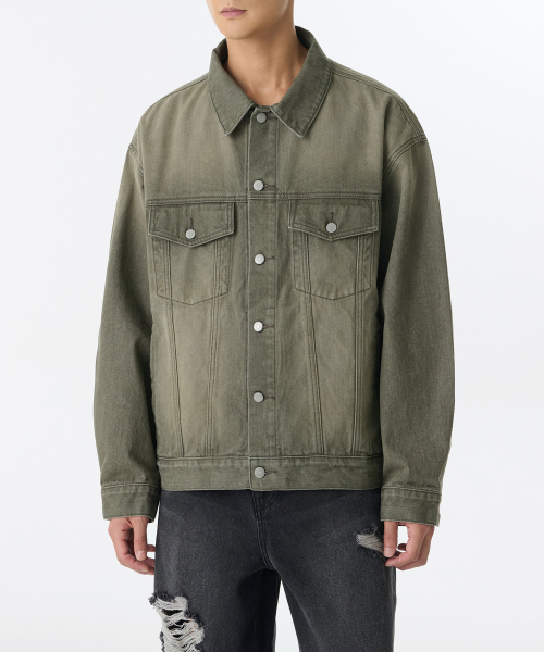 Джинсовая куртка оверсайз пигментного окрашивания [Khaki]