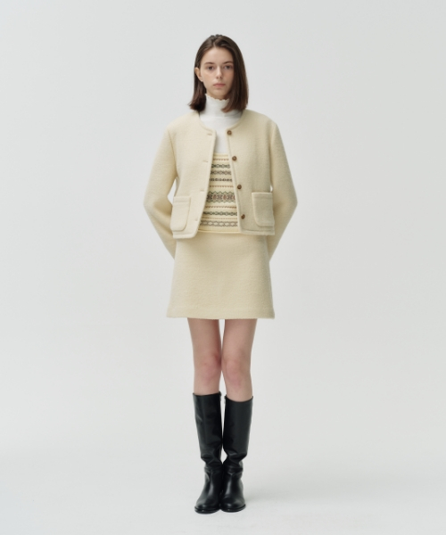 wool boucle crop жакет[cream]