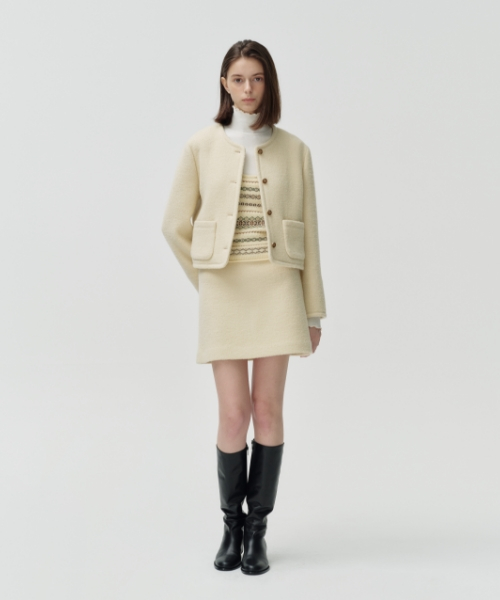wool boucle crop жакет[cream]