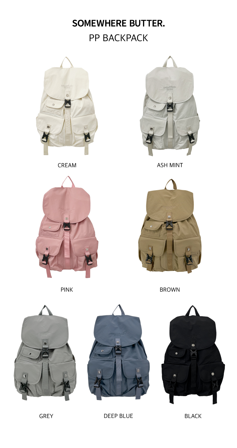 [SOMEWHERE BUTTER]★PP Backpack MUSINSA | SOMEWHEREBUTTER PP mini backpack - silver