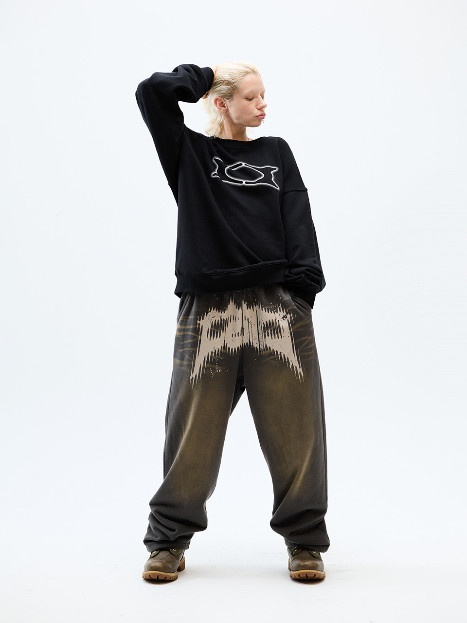 MUSINSA | CRITIC BASIC WORMHOLE SWEATSHIRT BLACK