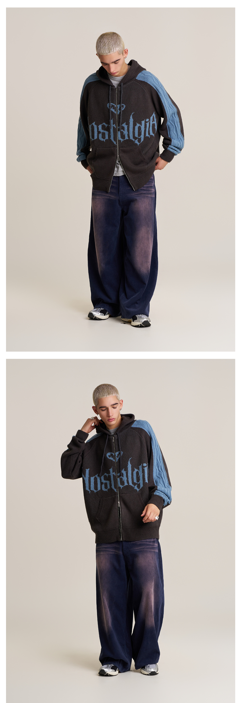 【SUPERSUB 】 NOSTALGIA KNIT HOODED ZIP UP MUSINSA | SUPERSUB Nostalgia Knit Hooded Zip-Up - Charcoal