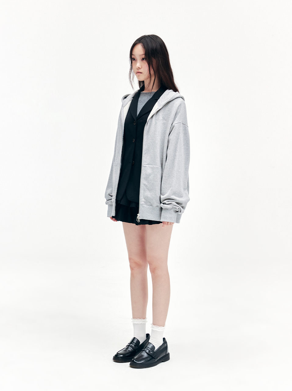 ★YOUHEE★ YOUHEE EAR DETAILED HOODIE ZIPUP MELANGE GREY YHH MUSINSA公式 | YOUHEE YOUHEE EAR DETAILED HOODIE ZIP-UP