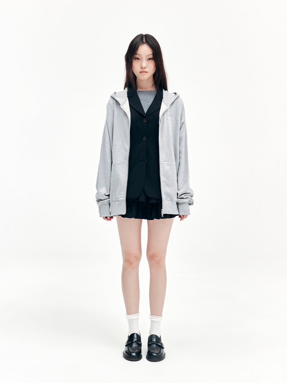 ★YOUHEE★ YOUHEE EAR DETAILED HOODIE ZIPUP MELANGE GREY YHH MUSINSA公式 | YOUHEE YOUHEE EAR DETAILED HOODIE ZIP-UP