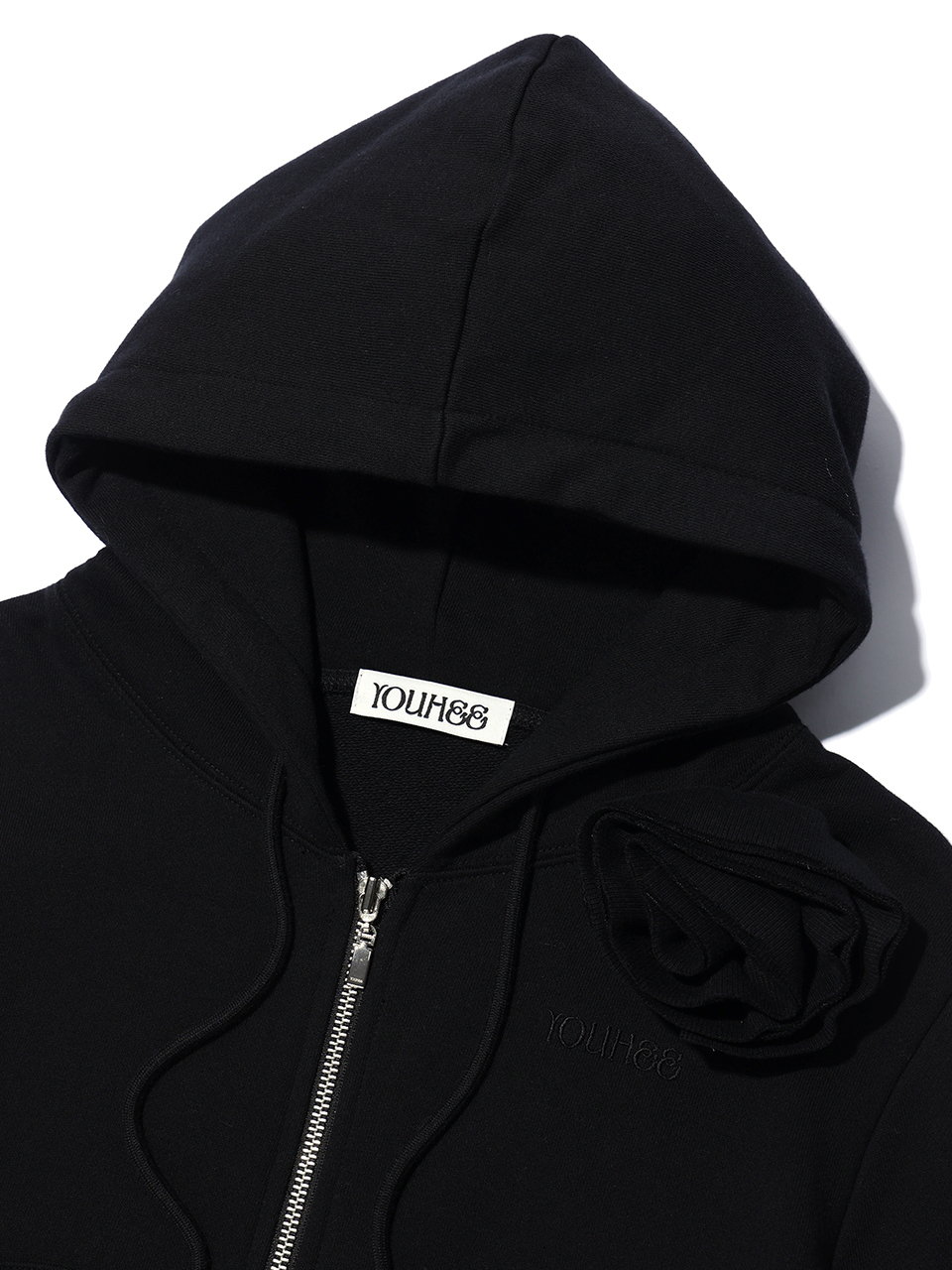 ★24-25FW新作★YOUHEE★FLOWER CORSAGE HOODIE ZIP-UP MUSINSA | YOUHEE FLOWER CORSAGE HOODIE ZIP-UP BLACK