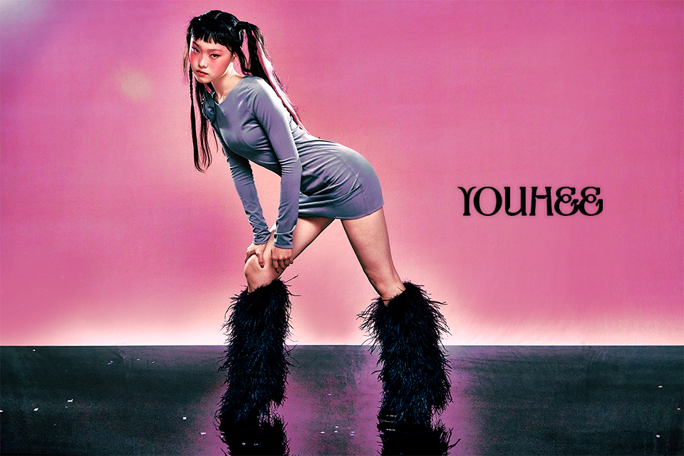 MUSINSA | YOUHEE FLOWER CORSAGE MINI DRESS CHARCOAL