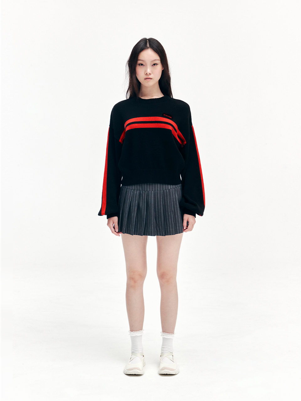 ★24-25FW新作★YOUHEE★PIN STRIPE STAR PLEATS SKIRT MUSINSA | YOUHEE PIN STRIPE STAR PLEATS SKIRT CHARCOAL