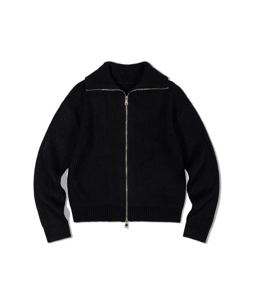 Двухсторонний вязаный кардиган на молнии — Black