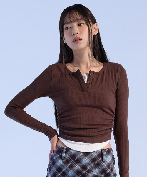 Dual Henley Sleeve флисовый (BROWN)