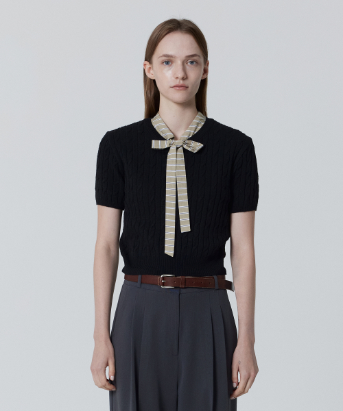 Crop Cable Knitwear_Black