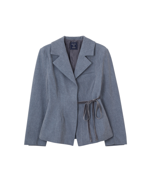 Strap Point Slim Fit Denim Jacket_ Blue