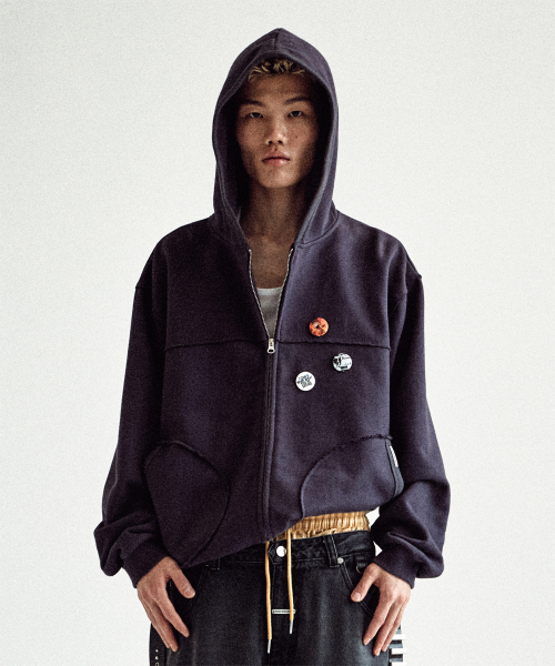 CUT-OFF HOODIE ZIP-UP PURPLE