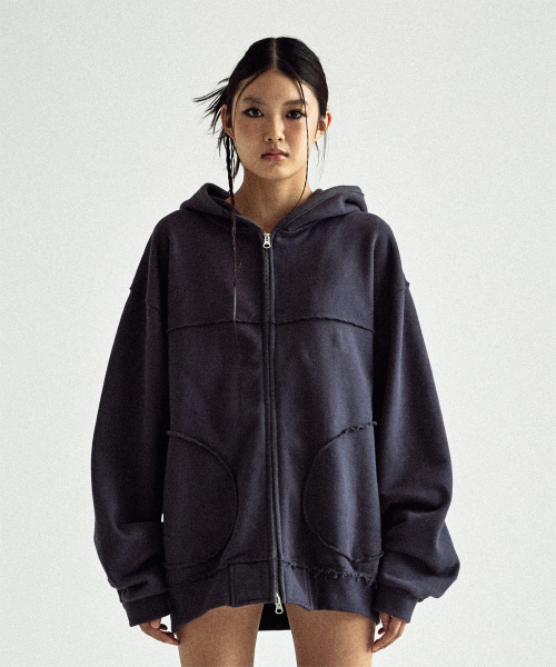 CUT-OFF HOODIE ZIP-UP PURPLE