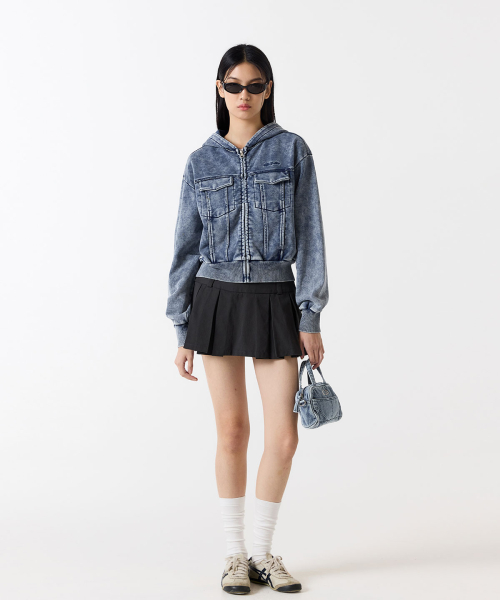 Кроп-зипка Odd Signature Denim Sweat - LIGHT BLUE