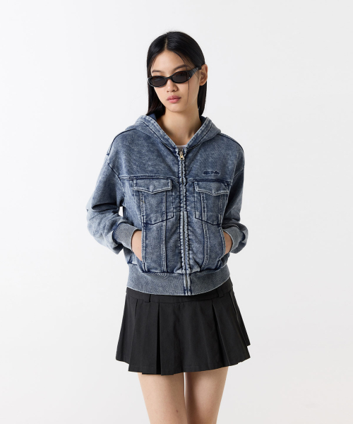 Кроп-зипка Odd Signature Denim Sweat - LIGHT BLUE