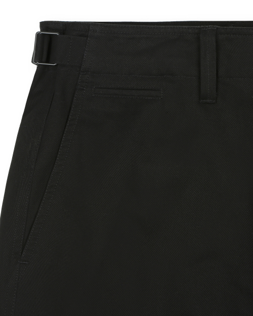 COTTON TWILL LOOSE FIT PANTS BLACK