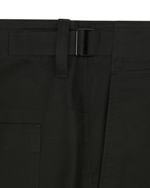 COTTON TWILL LOOSE FIT PANTS BLACK