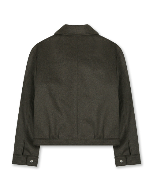 CASHMERE MILITARY ZIP-UP JACKET MELANGE DARK OLIVE