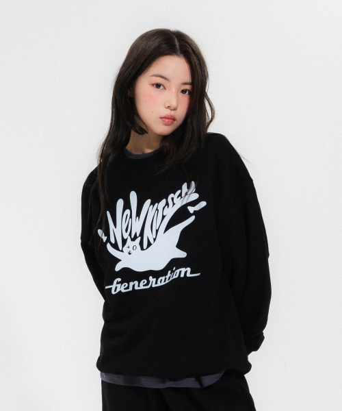 FISH CAT SWEATSHIRTS(BLACK)