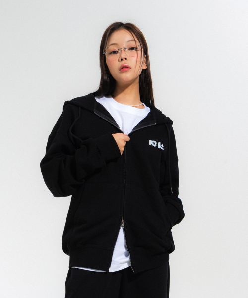 MIGNON LOGO HOOD ZIP-UP(BLACK)