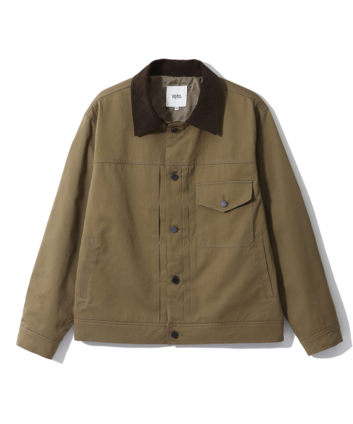 Corduroy Collar Trucker Jacket(carmel)