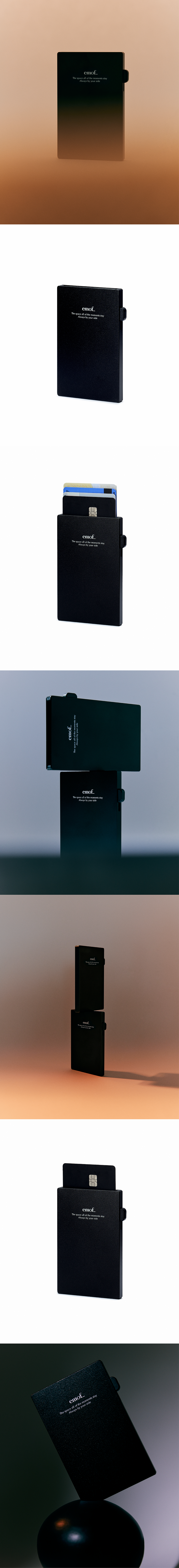 ★EMOF★ SLIDE 7 CARD CASE Stainless steel slide card wallet HISCOW Supple Leather Card Wallet with Thumb-slide ID Window