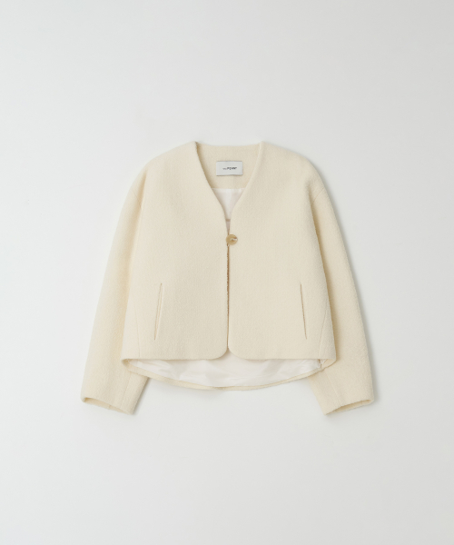 V NECK SHORT COAT- Ivory