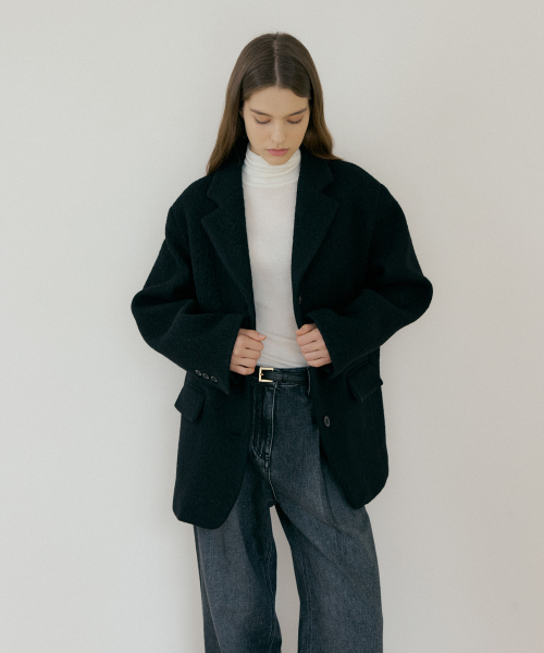 WOOL ALPACA JACKET- Black