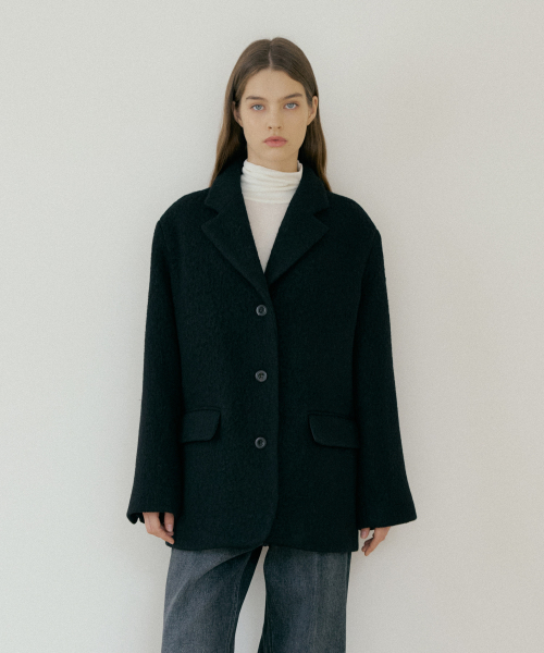 WOOL ALPACA JACKET- Black