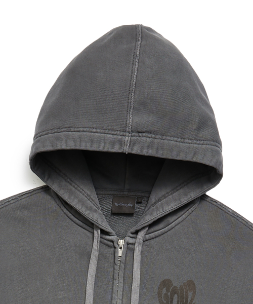 WOMENS PIGMENT HEART GONZ HOODIE ZIP-UP- CHARCOAL