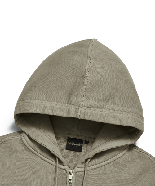 WOMENS PIGMENT HEART GONZ HOODIE ZIP-UP- GRAY BEIGE