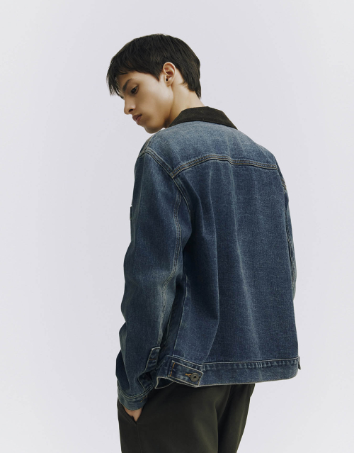 Джинсовка с вельветовым воротником 074935 [Dark Washed Blue]