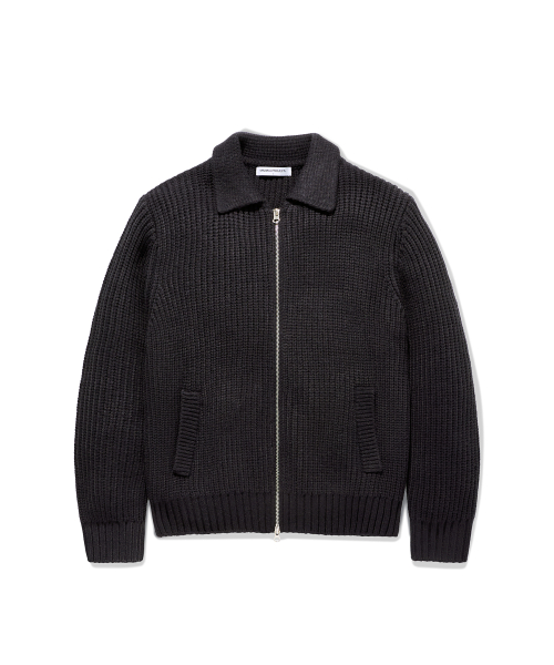 Вязаный кардиган на молнии с воротником MNG108 [BLACK]