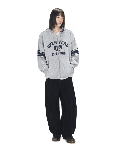 COLLEGE HEART HOODIE ZIP UP- MID MELANGE