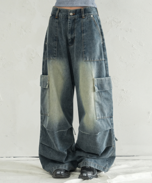 Accent Back String Pants BLACK
