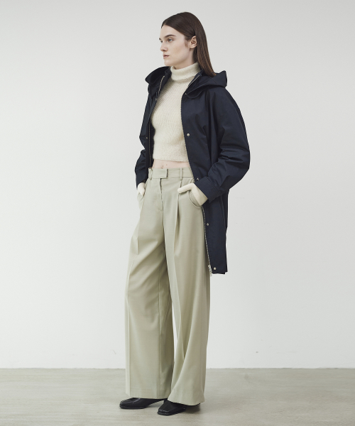HOOD DETACHABLE OVAL COAT- NAVY