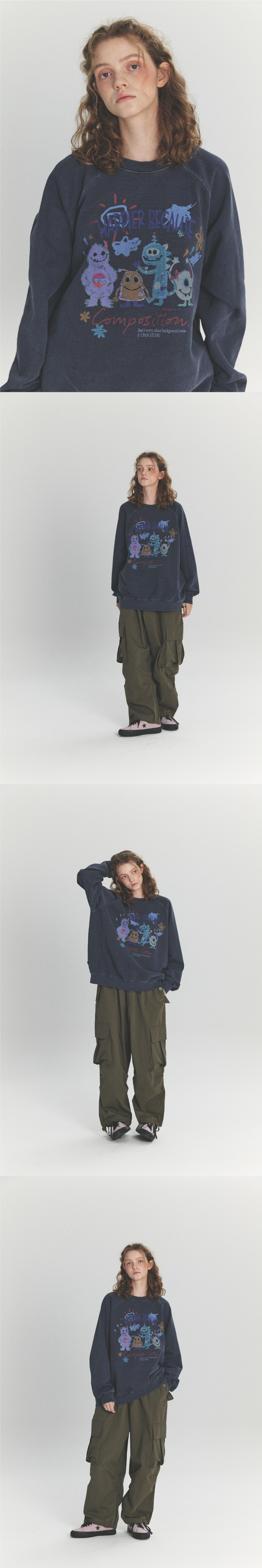CPGN STUDIO) Happy Day Pigment Sweatshirt | 3color