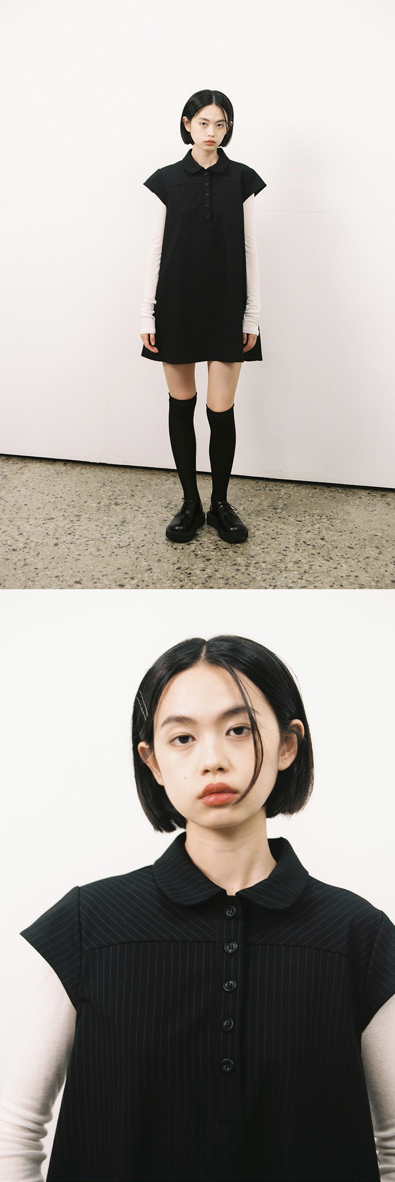 오헤시오(OHESHIO) STRIPE A-LINE MINI DRESS, BLACK - 사이즈 & 후기 