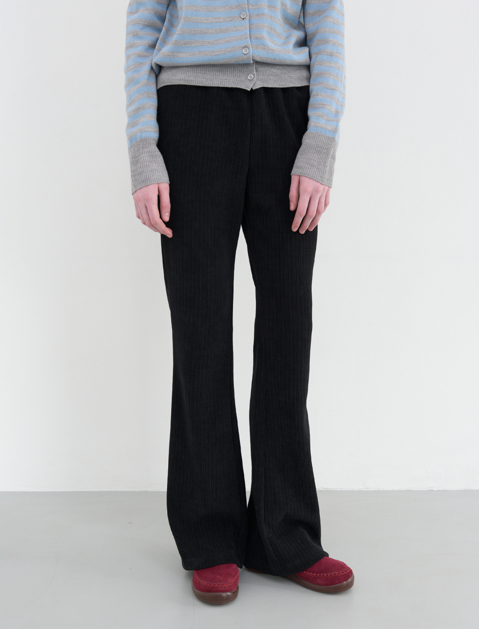 ◇ENZO BLUES◇ Corduroy Slim Banding Bootcut Pants Black MUSINSA公式 | ENZO BLUES Corduroy Slim Banding Bootcut Pants