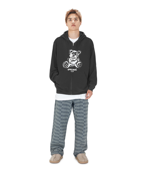 SPRAYED ODOLLY HOODIE ZIP UP- CHARCOAL