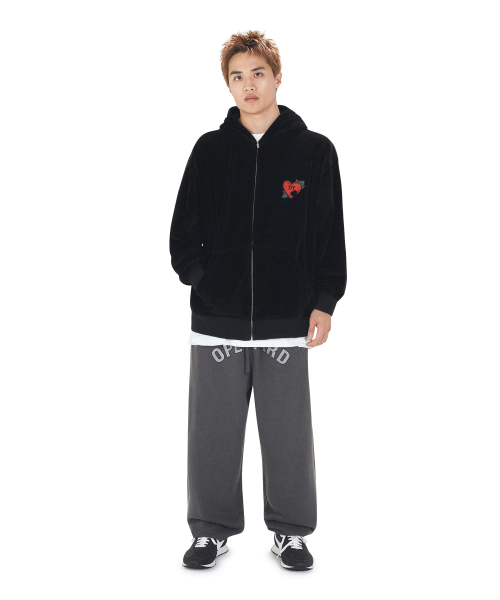 VELOUR VINTAGE HEART худи на молнии - BLACK