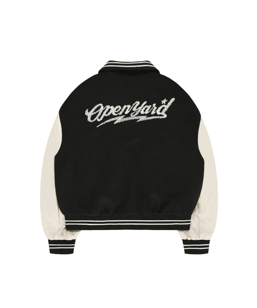 зигзаг вышивка VARSITY JACKET - BLACK