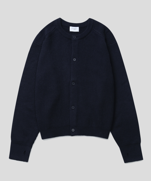 Круглый шерстяной кардиган с вырезом для пальца (5color)